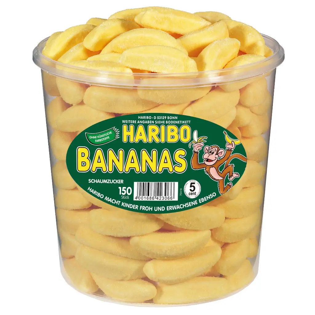 Haribo bananen 1,05kg (150 stuks)