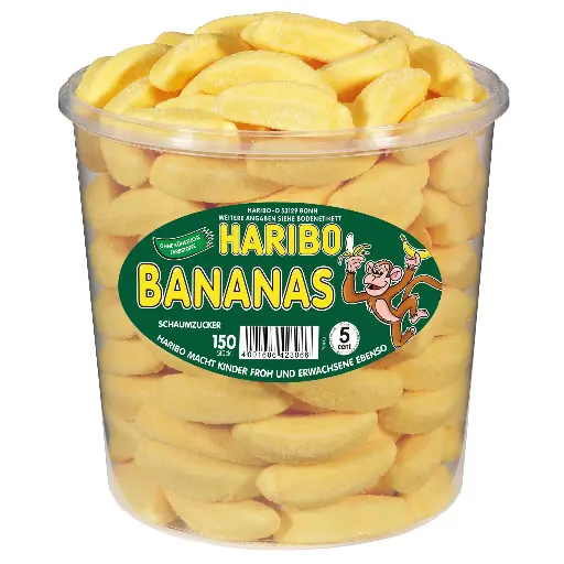 Haribo bananen 1,05kg (150 stuks)